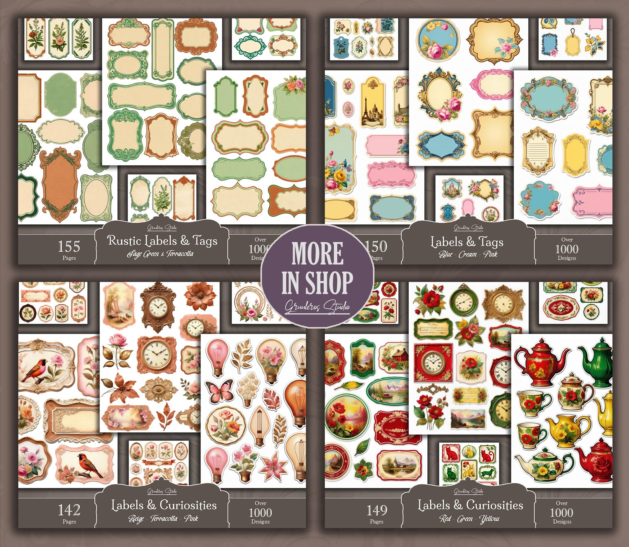 Printable Vintage Labels: Victorian Frames, Rustic Ephemera (PDF Files ...