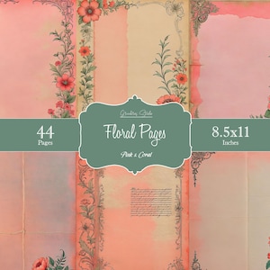 Vintage-style floral writing papers in pink and coral. Perfect for junk journals, scrapbooking, and crafts. Instant download