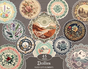 A4 Prints, Paper Doilies, Vintage Doily, Junk Journal, Scrapbooking Ephemera, Digital Download, printable sheets