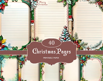 Christmas Stationery Letter Paper, Digital Download, Christmas A4 Writing Paper, Santa Letter, pen pal letters, personalized notes