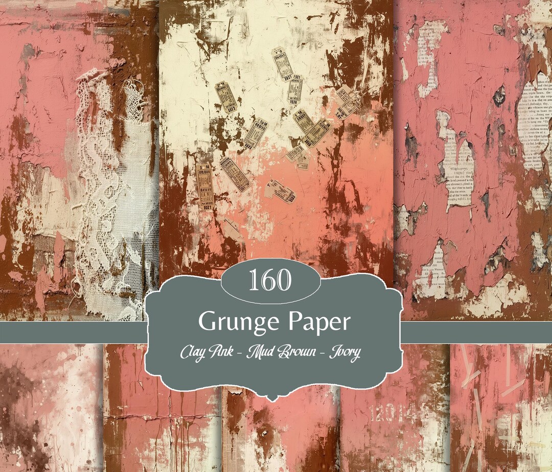 Grunge Paper Pack Junk Journal Pages | Clay Pink Brown Ivory ...