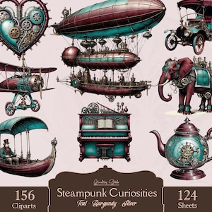 Steampunk Elements Clipart PNG-paket: Digitalt efemera (kommersiellt bruk)