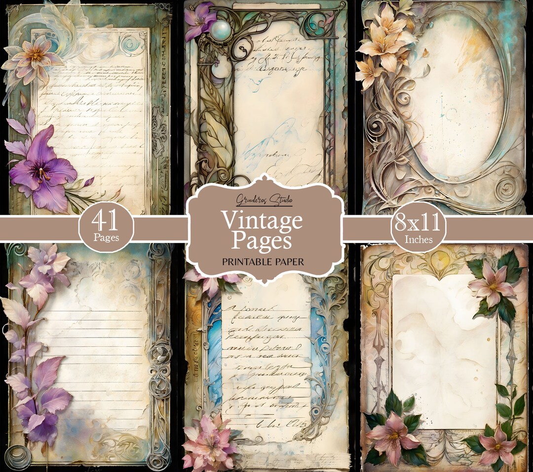 journal-pages-art-nouveau-style-digital-paper-instant-download