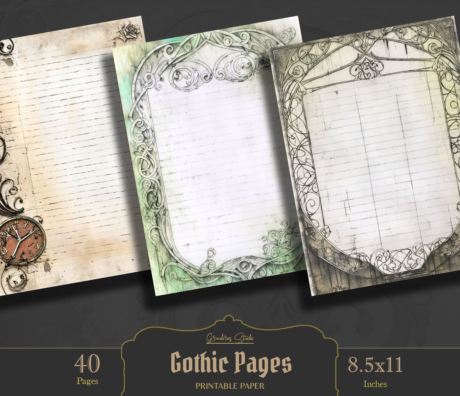 Gothic Stationery Paper, Gothic Writing Paper, Dark Academia Printable ...