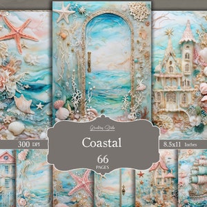 Páginas de diario costero, Efímera náutica, Papel digital, Diario basura de playa, Imprimible, Descarga instantánea, Diario basura del océano, Diario de verano