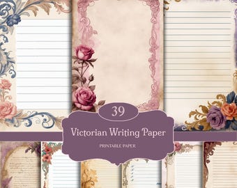 Victorian writing paper, Filigree Pages, Collage Printable Junk Journal, Scrapbook, Digital Kit, Book, Background, Decoupage, Stationery