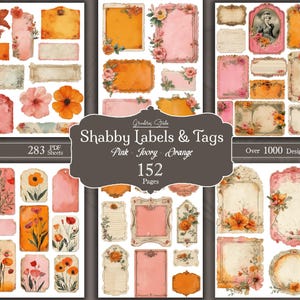 Blank Junk Journal Labels, Print & cut, Collage Tags, Printable Label Sheets, Scrapbook Ephemera Set, Collage Shabby Chic, Digital Download