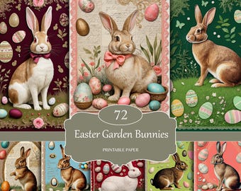 Easter Bunnies Junk Journal Printable, Collage Style Easter Eggs Ephemera Kit, Vintage Spring Scrapbook Pages (Digital Download)