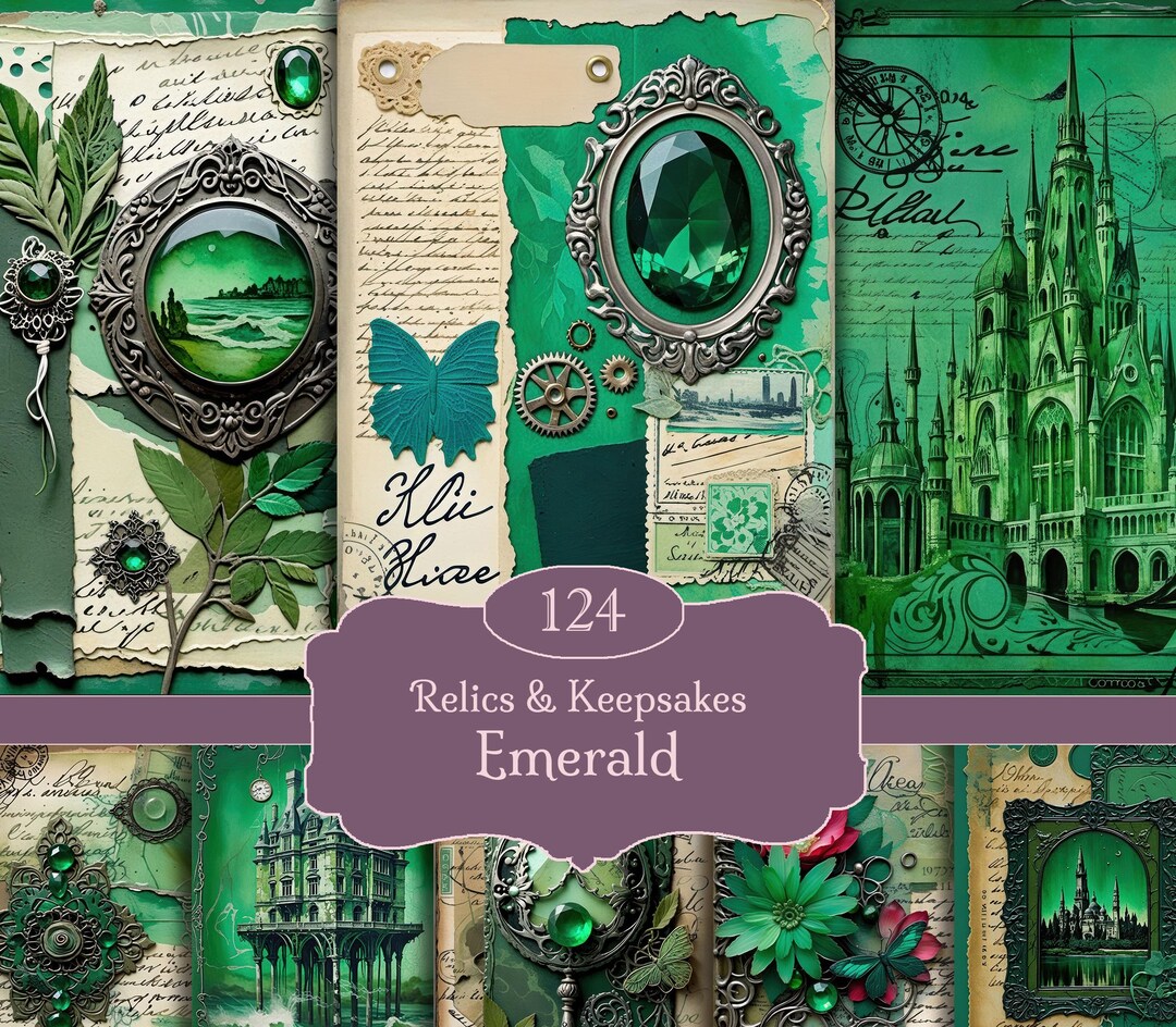 Green Journal Pages, Antique Collage Sheets, Printable Designs & Fussy ...