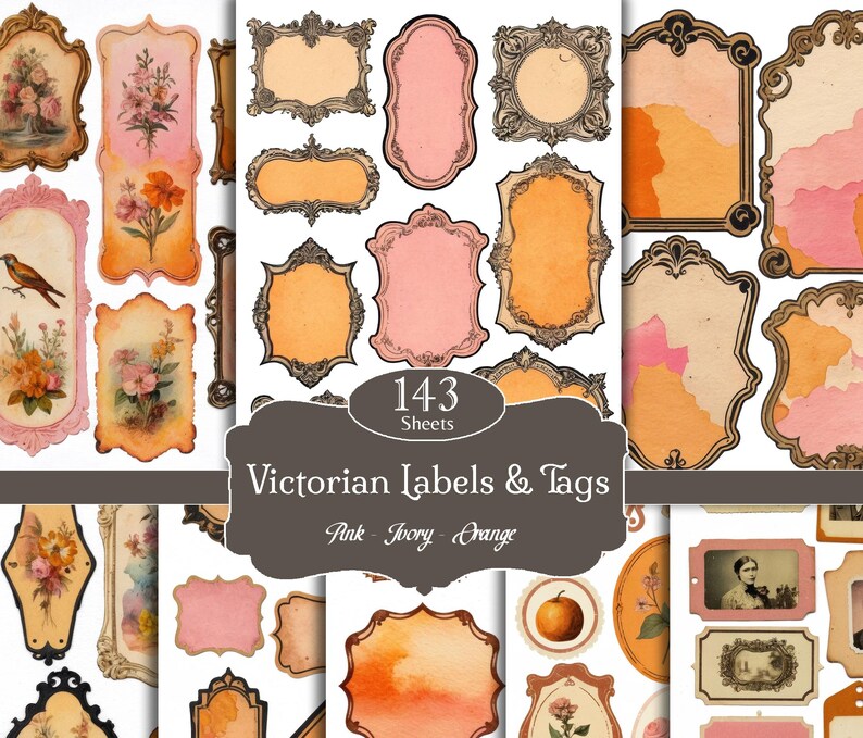 Printable Vintage Labels: Victorian Frames, Rustic Ephemera (PDF Files ...