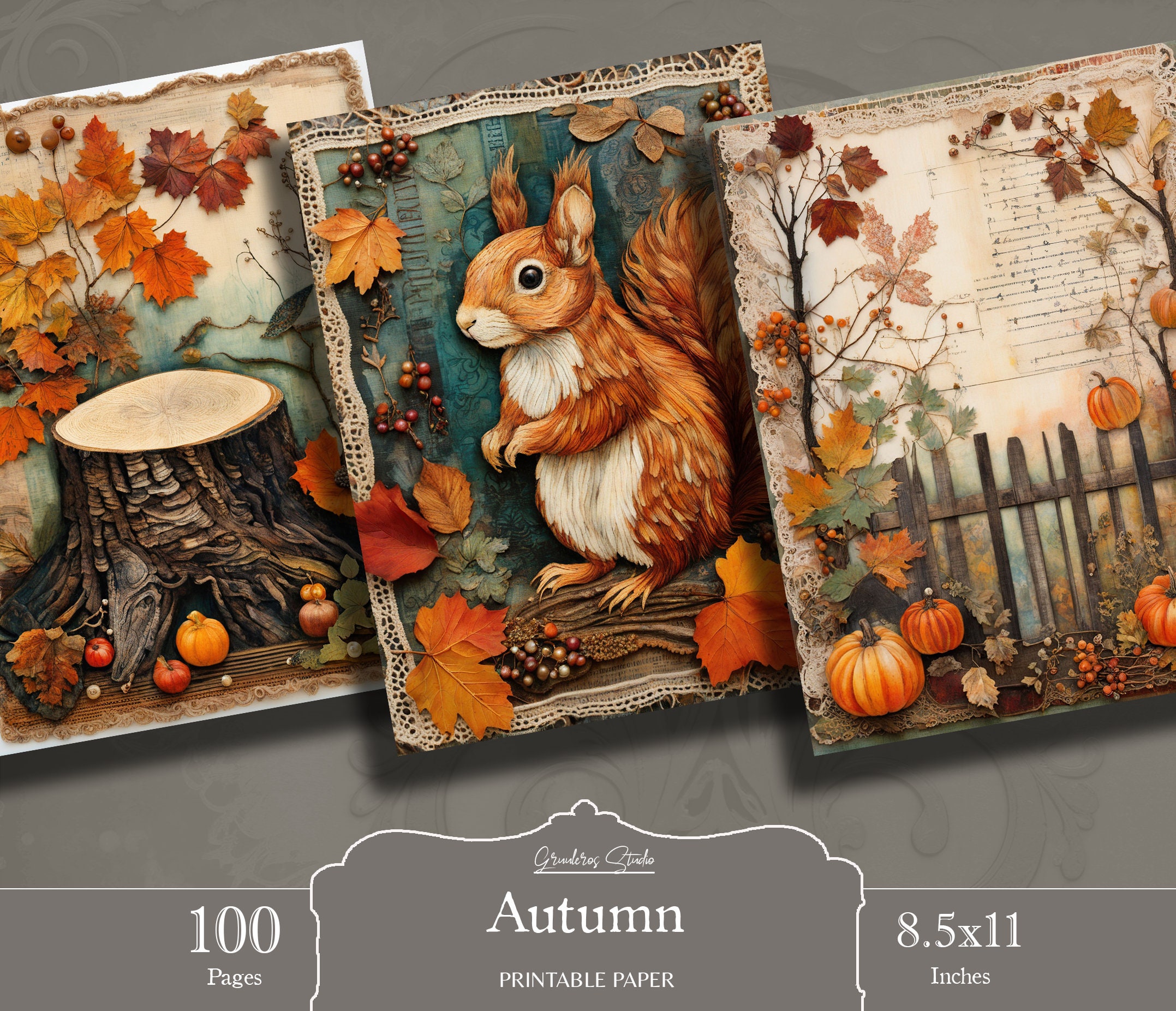 Autumn Junk Journal Kit, Fall Junk Journal Pages, Printable Autumn ...