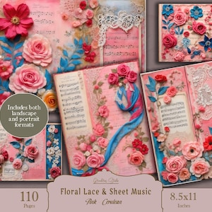 Rosa Spitze Journal Papiere, druckbare Spitze Shabby Chic, Papierherstellung, Digitale Spitze Collage Sheet, Spitzenhochzeit, Kartenherstellung, Geschenk für Mama
