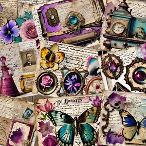 Vintage Antique Junk Journal Kit, Victorian Collage Printables, Digital ...
