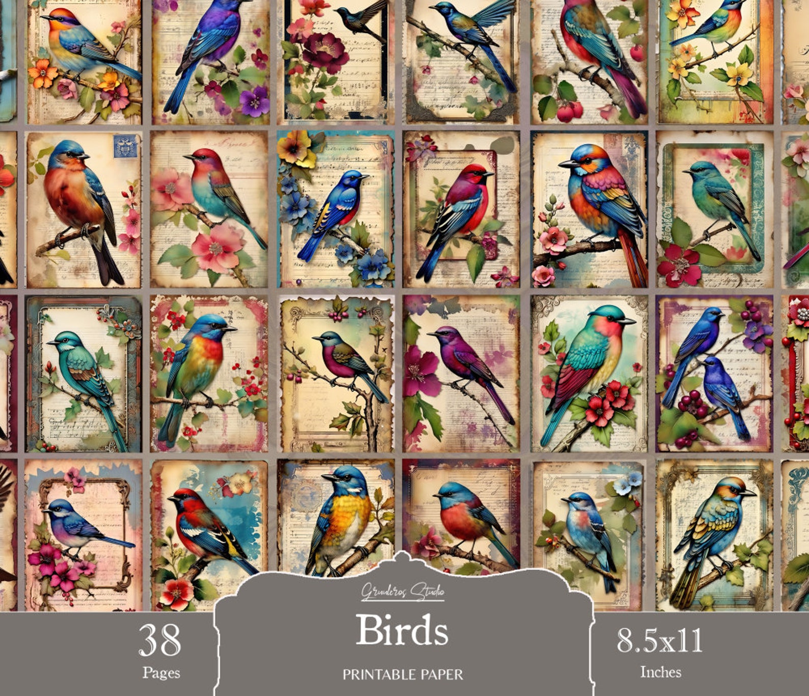 Vintage Bird Junk Journal Pages, Birds Ephemera, Birds Printable Pages ...