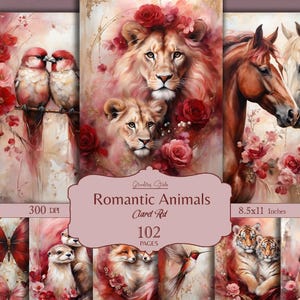 Valentinstag Tiere Junk Journal Papier, romantische Tagebuch Seiten, ich liebe dich Printables, dekorative Scrapbook Lieferungen, digitaler Download