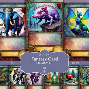 Jeu de cartes DIY, 50 modèles de jeu de cartes fantastiques, Éléments de jeu de société, Outils de jeu de cartes TCG, Jpg haute qualité, téléchargement numérique, usage commercial