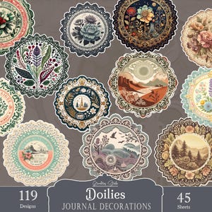 Stampe A4, centrini di carta, centrini vintage, diario spazzatura, materiale effimero per scrapbooking, download digitale, fogli stampabili