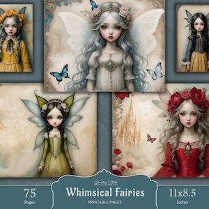 Kit de carnets féeriques, pages fantastiques, arrière-plans en papier princesse, papier imprimable pour albums de coupures et journaux intimes, téléchargement numérique