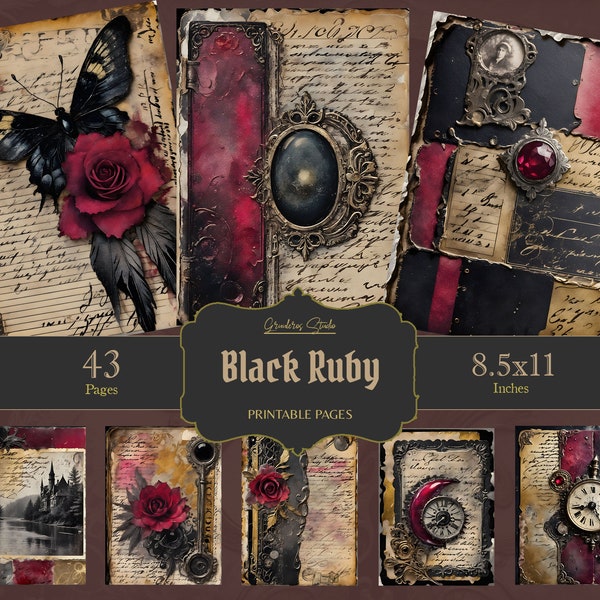 Victorian Goth Junk Journal Kit, Book of Shadows, Digital Download, Gothic Junk Journal Supplies, Journal Pages, Ephemera, Grimoire, ATC