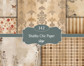 Shabby Junk Journal Pages, Digital Scrapbook Paper Kit, Antique Background Printables, Grunge Texture Collage Sheets + Fussy Cuts