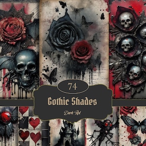 Gothic Journal Papiere, gruselige digitale Collage Sheets (Instant Download)