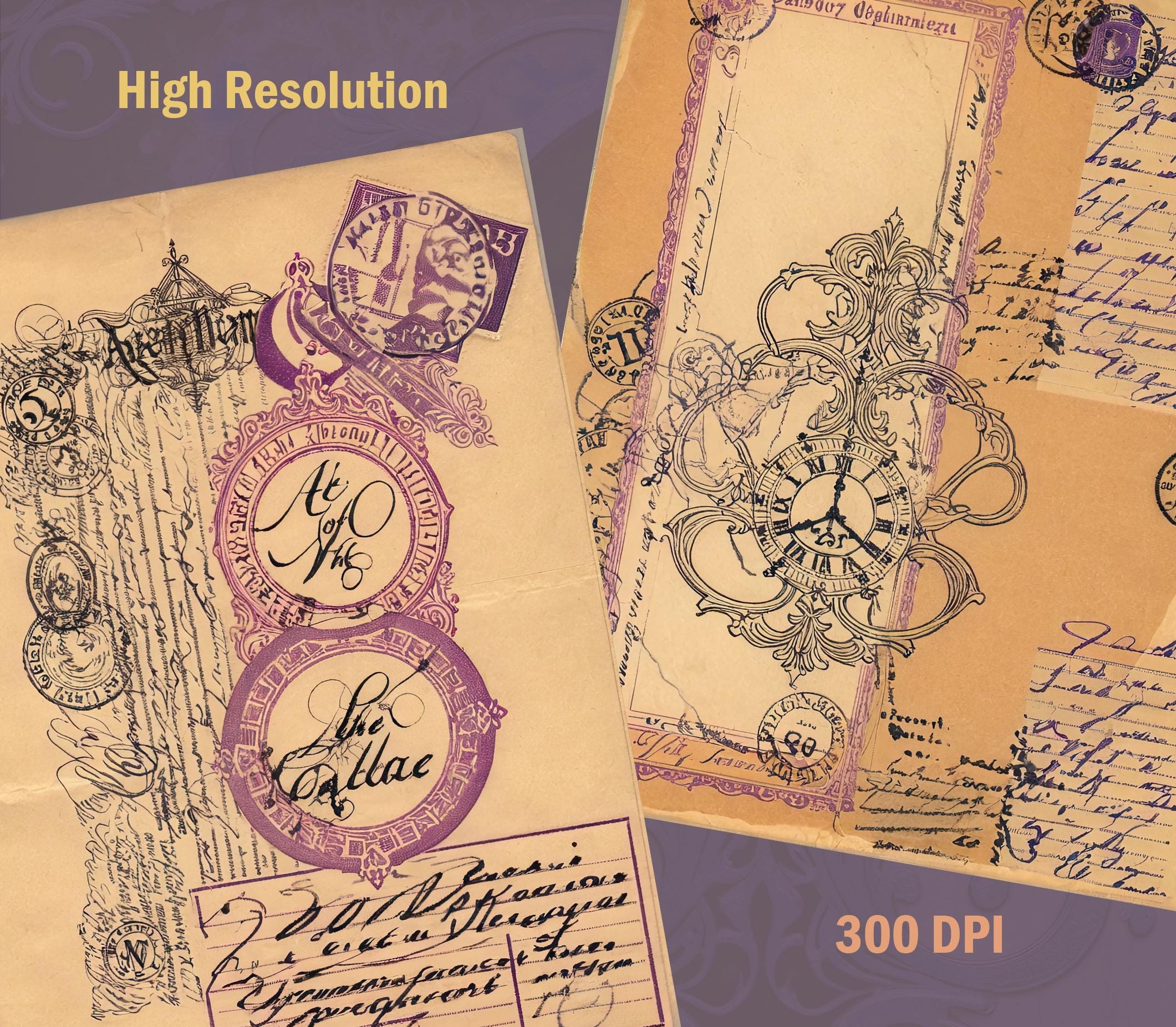 Empherma Script Paper Antique Script Printable Paper: Vintage Handwriting Ephemera (digital ...