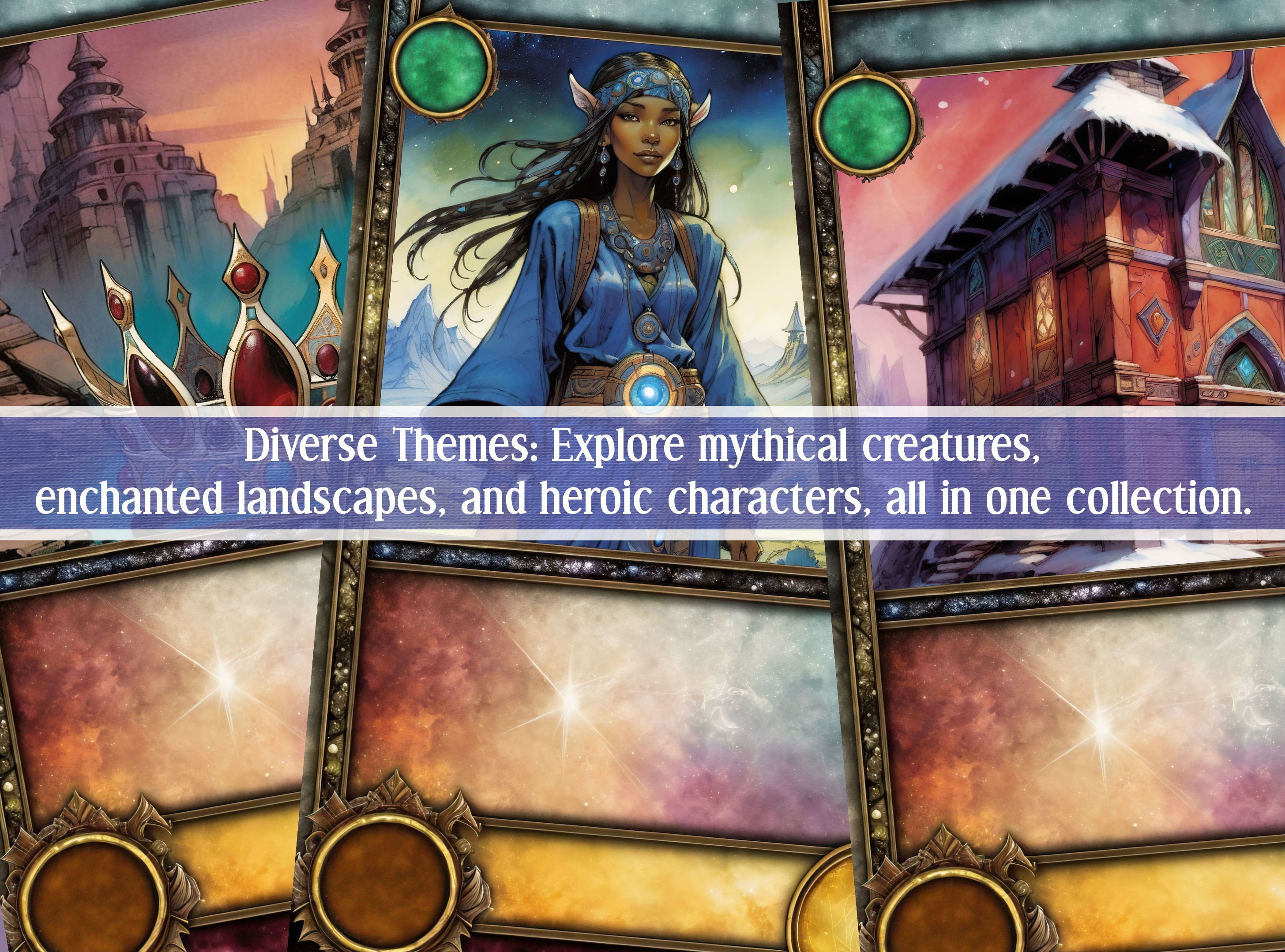 Diy card game 50 fantasy card game templates board game assets tcg