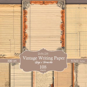Páginas de diário desgastadas e envelhecidas, papel de carta, fatura, papéis pautados e em branco vintage, pacote de itens antigos para diários inúteis, download digital