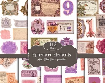 Printable Fussy Cuts & Clusters, Victorian Digital Ephemera, Grunge Labels, Journal Supplies, Scrapbook Paper (Digital Download)