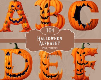 Halloween Clipart, Halloween Alphabet Letters, Png transparent, Alphabet Png, Printable Alphabet Clipart, Digital Download, printable sheets