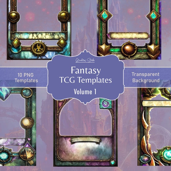 10 Fantasy Card Game templates, png, Board game assets, TCG Card Game Tools, digital download, commercial use