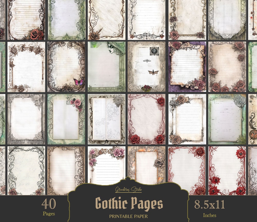 Gothic Stationery Paper, Gothic Writing Paper, Dark Academia Printable ...