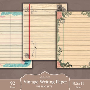 Paquet de papier ligné vintage : pages de journal vieillies pour le scrapbooking (téléchargement numérique, option PDF disponible)