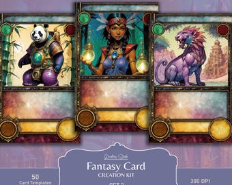 DIY Card Game, 50 Fantasy Card Game templates, Board game assets, TCG Card Game Tools, High Quality Jpg, digital download, commercial use