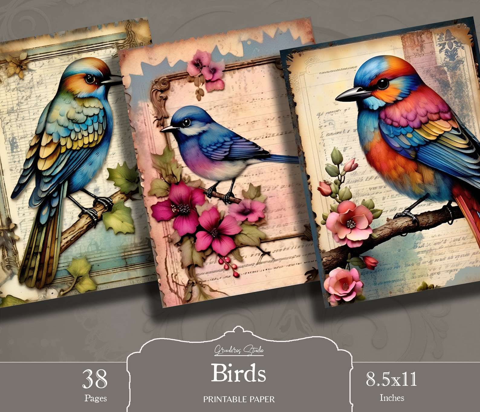 Vintage Bird Junk Journal Pages, Birds Ephemera, Birds Printable Pages ...