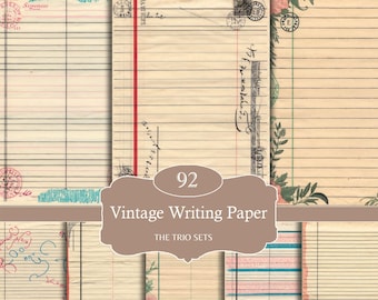 Vintage Lined Paper Pack: Aged Journal Pages for Scrapbooking (Digital Download, PDF Option Available)
