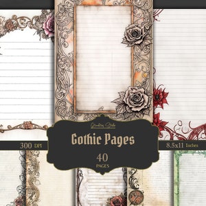 Gothic briefpapier, gotisch briefpapier, afdrukbaar Dark Academia, plannerpapier, gotisch vel, gotisch papier, heksenpapier, gotische pagina's