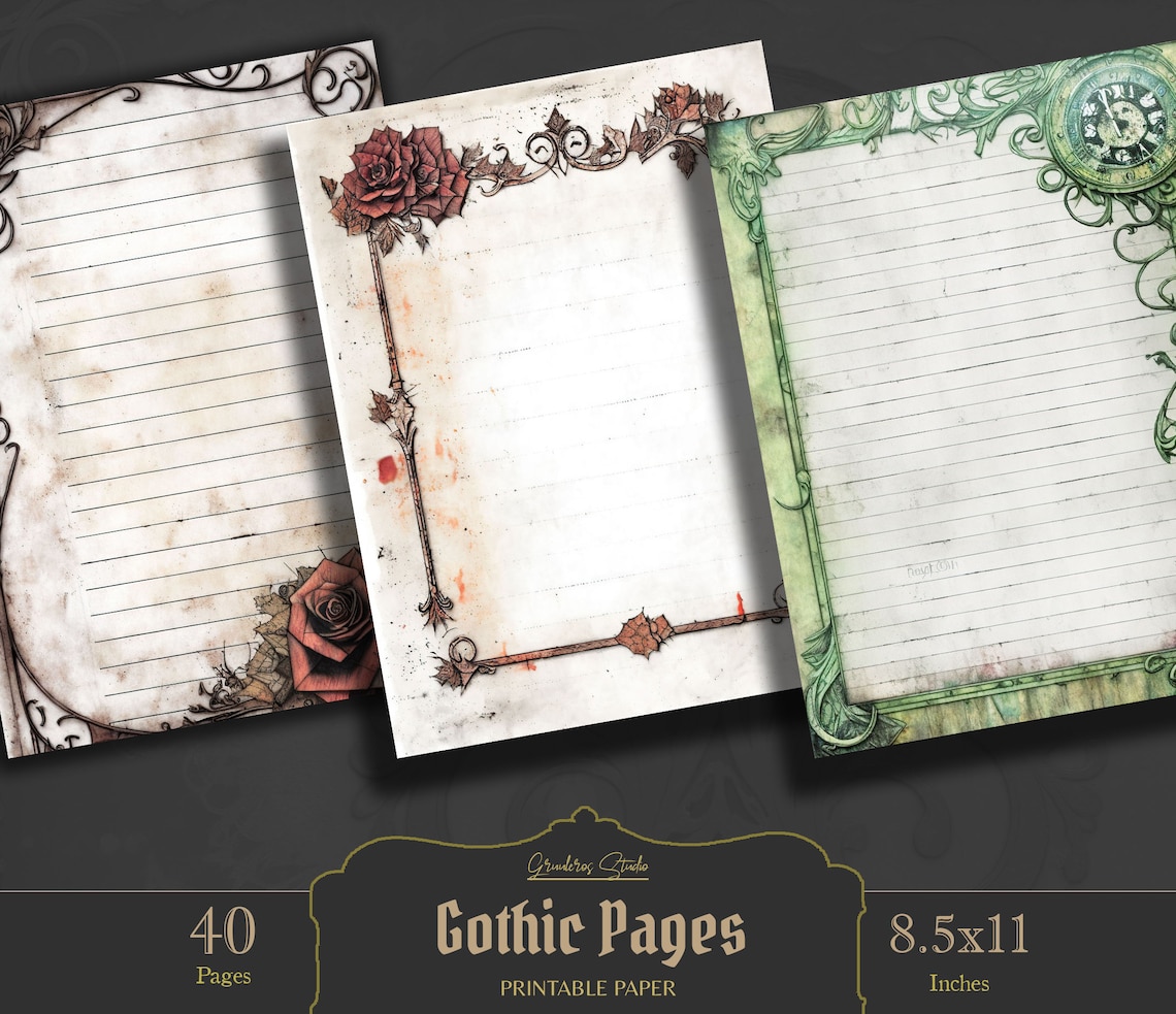 Gothic Stationery Paper, Gothic Writing Paper, Dark Academia Printable ...