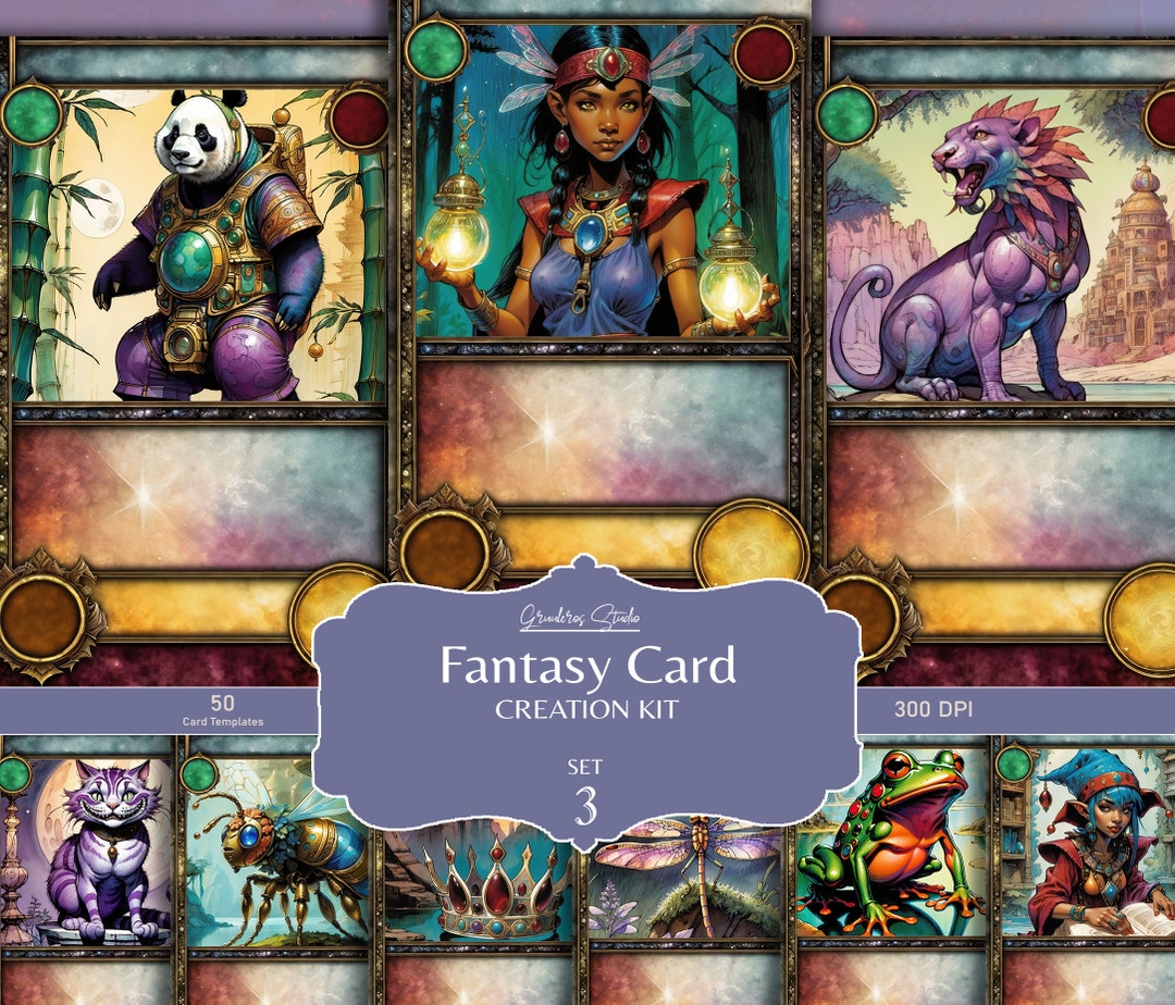 DIY Card Game, 50 Fantasy Card Game Templates, Board Game Assets, TCG ...