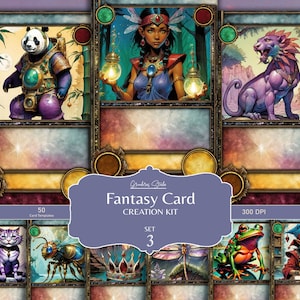DIY Card Game, 50 Fantasy Card Game templates, Board game assets, TCG Card Game Tools, High Quality Jpg, digital download, commercial use