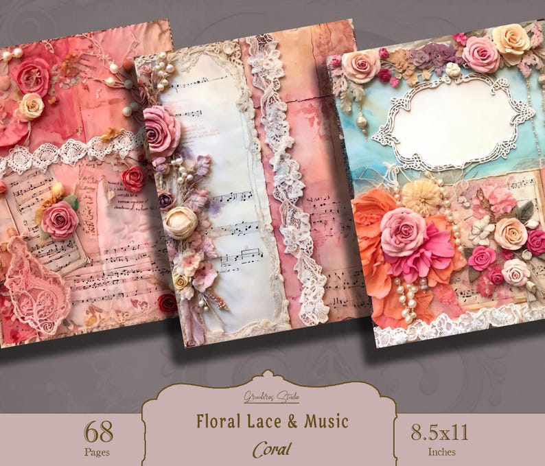 Junk Journal Lace Ephemera Collage Sheets Printable, Digital Paper ...