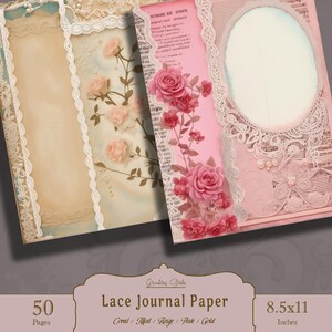 Vintage Lace Junk Journal, Printable Antique Pages, Digital Journal ...
