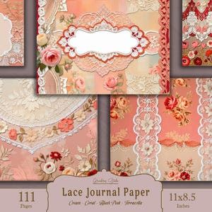 Lace Journal Papiere, druckbare Shabby Chic Spitze, romantische Spitze, Kartenherstellung, Scrapbooking, Vintage Floral Junk Journal, digitale Spitzenblätter