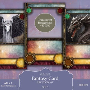 40 + 1 modèles de jeu de cartes Fantasy, png, éléments de jeu de société, outils de jeu de cartes TCG, téléchargement numérique, usage commercial