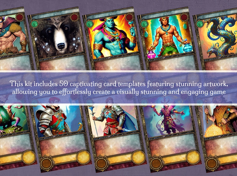 DIY Card Game 50 Fantasy Card Game Templates Board Game - Etsy