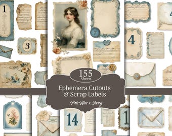 Shabby Scraps, Envelops, Labels, Tags Printable, Victorian Ephemera, Junk Journal Supplies, Scrapbook Clusters Kit (Digital Download)
