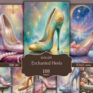 Zestaw dziennika fantasy high heels ze stronami inspirowanymi stylem wiktoriańskim. Idealny do dzienników śmieciowych, dzienników snów i rzemiosła o tematyce modowej