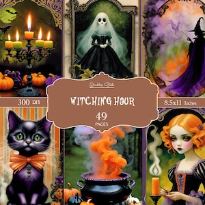 Dark Witch Vintage Junk Journal kit Halloween Pages Magical Witchcraft Magic Spell Fantasy Digi kit Goth Witchy Magical Paper Ephemera