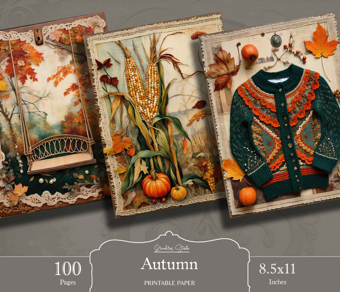 Autumn Junk Journal Kit, Fall Junk Journal Pages, Printable Autumn ...