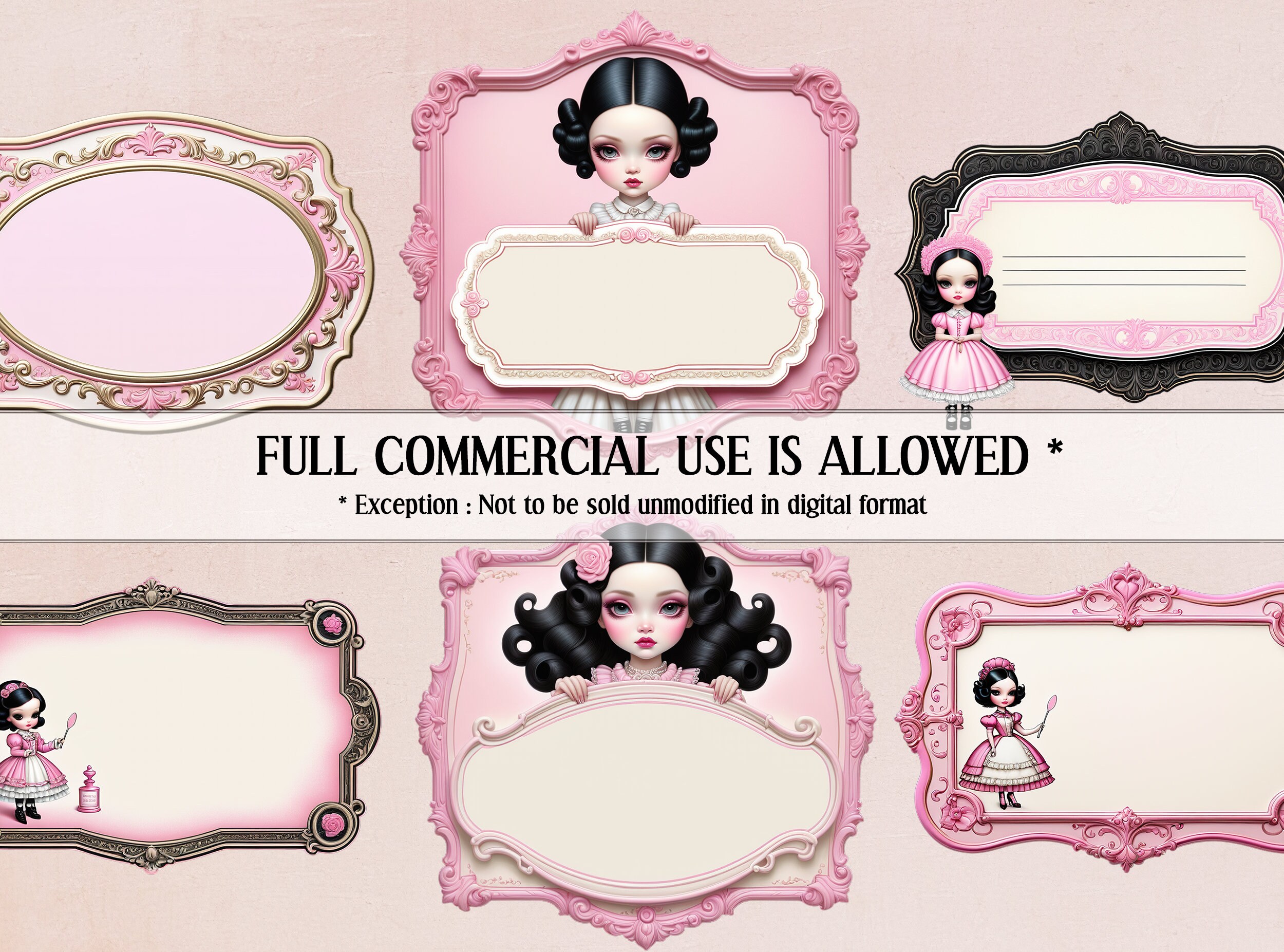 Pink Labels, Printable Stickers, PNG & A4 Files, Digital Graphics ...